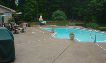 stained concrete pool deck